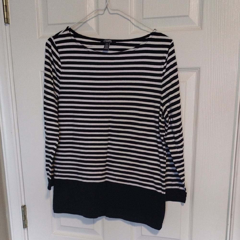 Chaps Classic Navy and White Striped Shirt